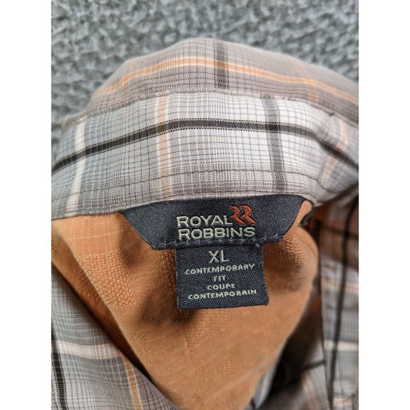 Royal Robbins Shirt Mens XL Button Up Short Sleeve Plaid Poly Modal Contemporary - Picture 3 of 13